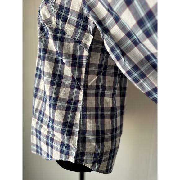 Women's UNTUCKit Sorbo Blue Plaid Shirt Size 4 - Picture 4 of 8